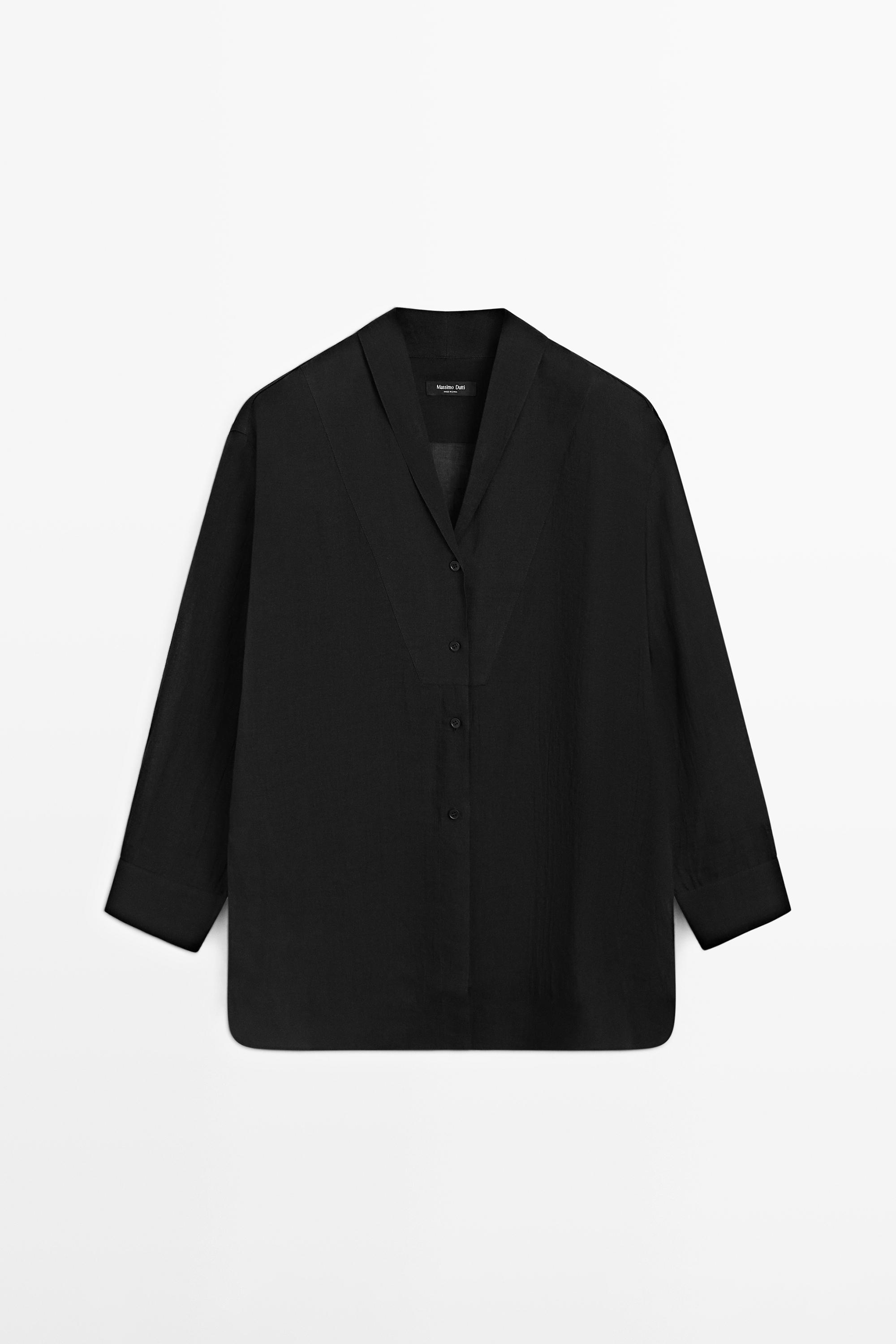 Flowing semi-sheer shirt with chest detail
